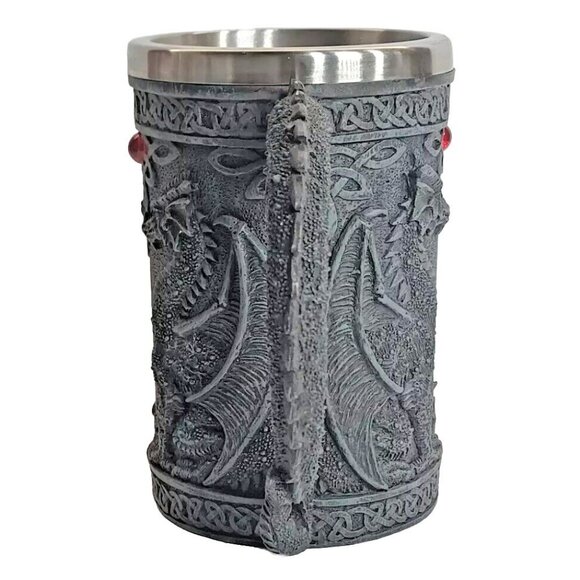 Medieval Dragon Goblet Stainless Steel Resin 3D Beer Tankard Coffee Cup Wine - Picture 2 of 9